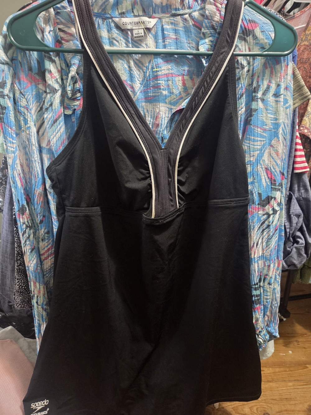 Speedo Black Swimdress with Contrast Trim Size 12